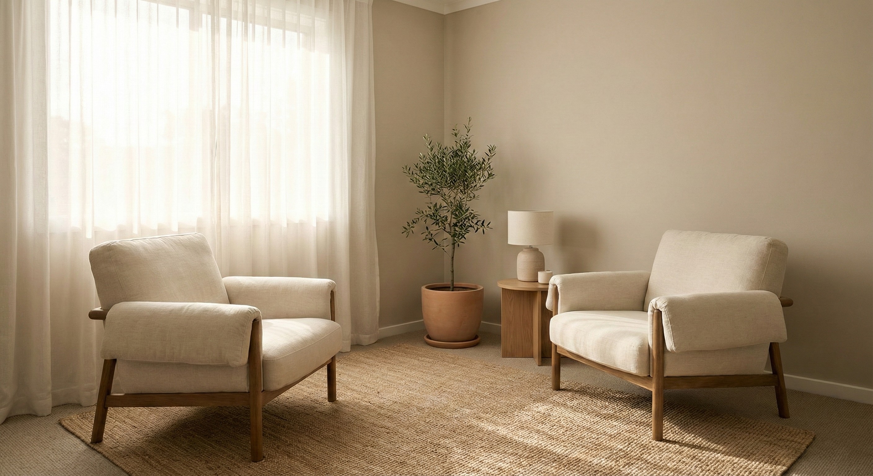 Terapi odası - iki sandalye ve huzurlu ortam